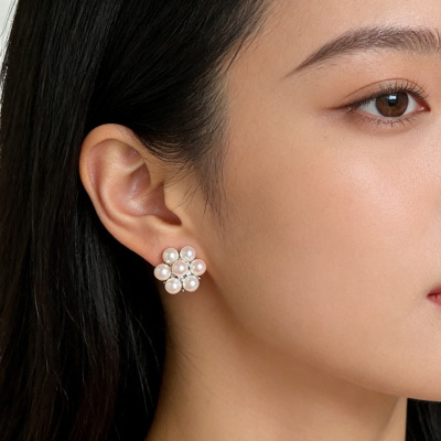 Loren Nicole高品akoya极光伴彩/澳白珍珠耳钉女天然澳母贝雪花新