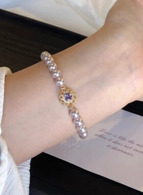 莫奈花园 正圆曼塔玫瑰施家珍珠彩色繁花手链女高级气质小众手饰