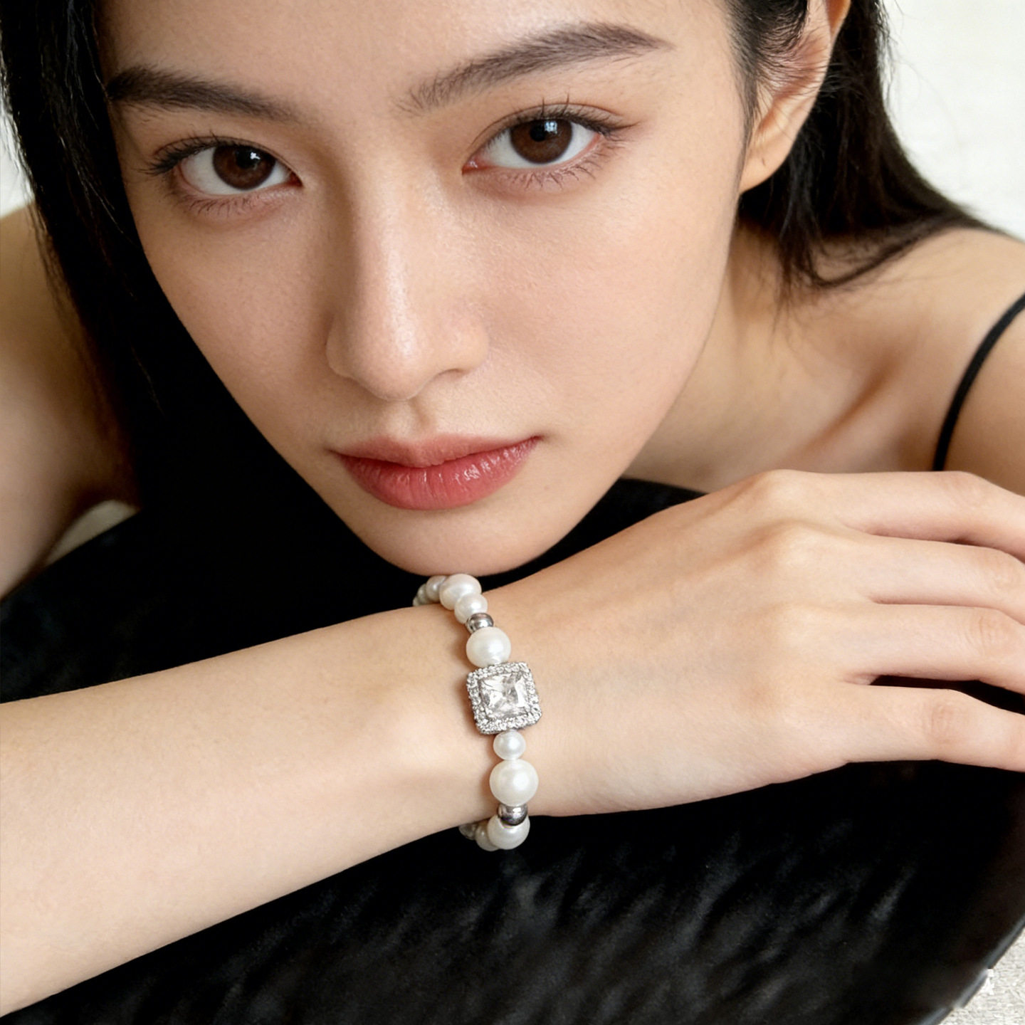 Loren Nicole气泡方糖珍珠手链女天然澳母贝手串延长链送闺蜜伴娘