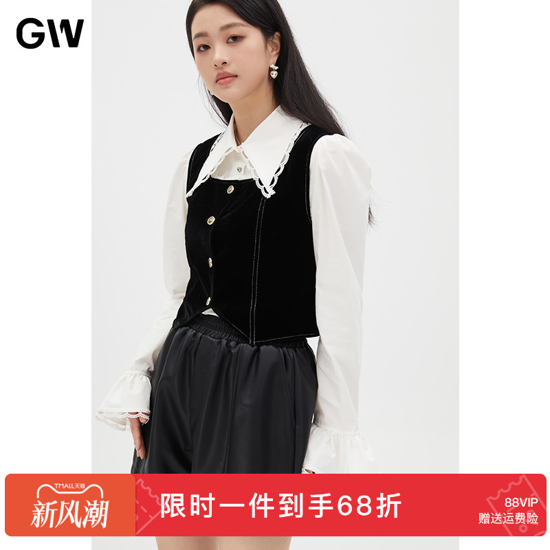 GW大码女装英伦风2025年秋秋季新款微胖mm高级感马甲背心女士上衣