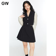 GW大码女装微胖mm遮肉套装2025秋季新款巨显瘦a字半身裙子两件套