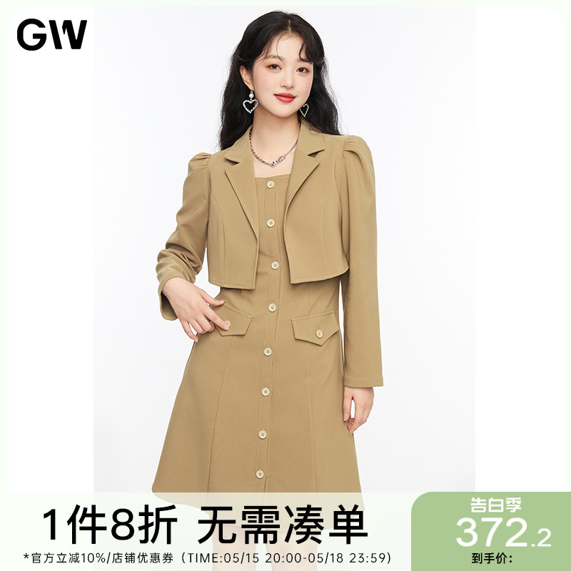 gw西装领GW大码假两件时尚