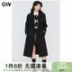 高级感黑色胖mm长款 外套 GW大码 新款 韩系女装 双面毛呢大衣2022冬季
