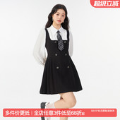 高端胖mm气质 学院风假两件拼接显瘦连衣裙2025春季 女装 新款 GW大码