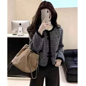 正品 哥家新2025秋冬季 黑色羊毛呢短外套时髦气质小香风加厚外套