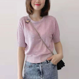 短袖 正品 缕空宽松冰丝针织衫 2025夏新款 T恤女士上衣 哥家新女装