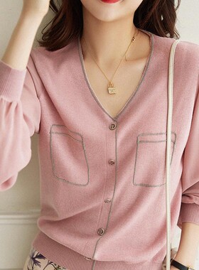 正品哥家新新款2025春季高端气质薄款内搭冰丝针织衫女打底