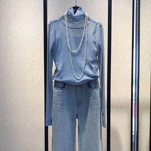 打底衫 正品 高领蕾丝网纱透视薄款 2025春装 内搭T恤女 哥家新新款