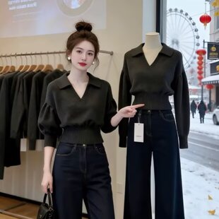 正品哥家新2026春季韩系冷灰色老钱风穿搭软糯慵懒打底针织衫女