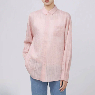 衬衫 正品 垂感宽松休闲肌理条纹翻领长袖 2025年春夏新款 哥家新女装