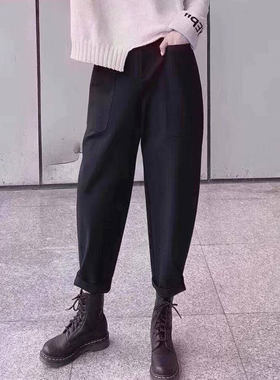 正品哥家新新款2025春休闲宽松高端加绒九分工装老爹萝卜女裤子