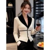 小香风气质黑白撞色羊毛针织衫 正品 哥家新2026春秋季 V领外套女