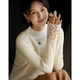 哥家新2026春秋季 法式 半高领羊毛针织衫 正品 袖 口镂空打底上衣女