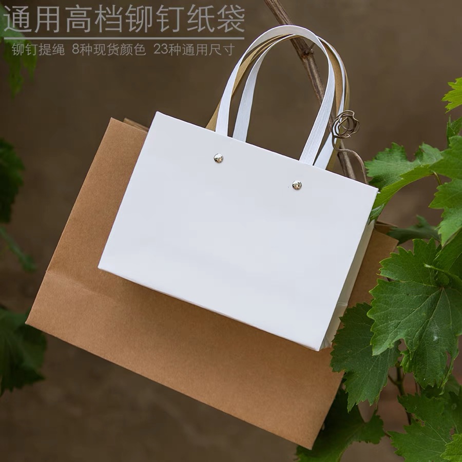 2025新款礼品袋定制印刷纯白纸袋牛皮纸鞋盒提袋通用购物袋定制