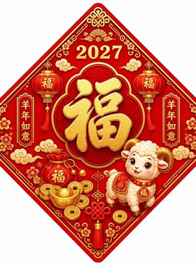 2027羊年福字小羊春节门贴