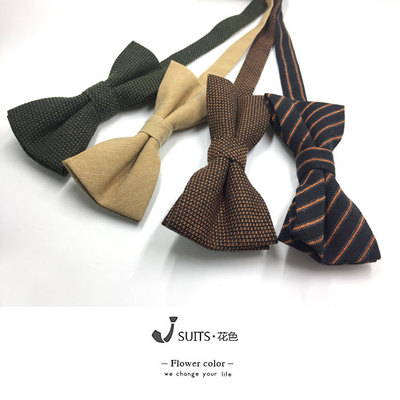 棉麻黑色墨绿复古英伦雅痞领结