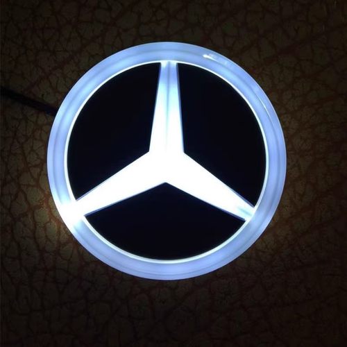 奔驰改装流光发光水晶镜面灯标A B C E S GLK ML GLCGLED中网大标