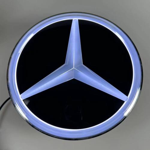 奔驰改装发光水晶镜面灯标A B C E S GLK ML GLCGLE级LED中网大标