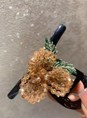 高定款水晶花朵抓夹大号发卡