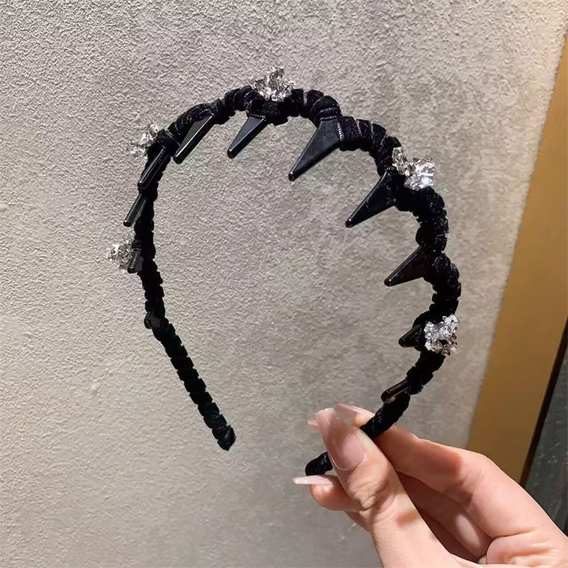 日韩网红气质黑色防滑带齿发箍