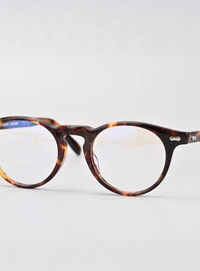 赛璐珞波士顿圆框眼镜配近视镜男潮大脸玳瑁色眼镜框架黑框10658