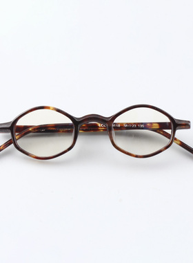 超小眼睛框 多边形镜框男手工板材眼镜架配近视镜框男黑框框10118