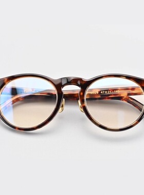 复古手工配近视眼镜架圆框男女潮梨形配防蓝光近视镜框黑 10529