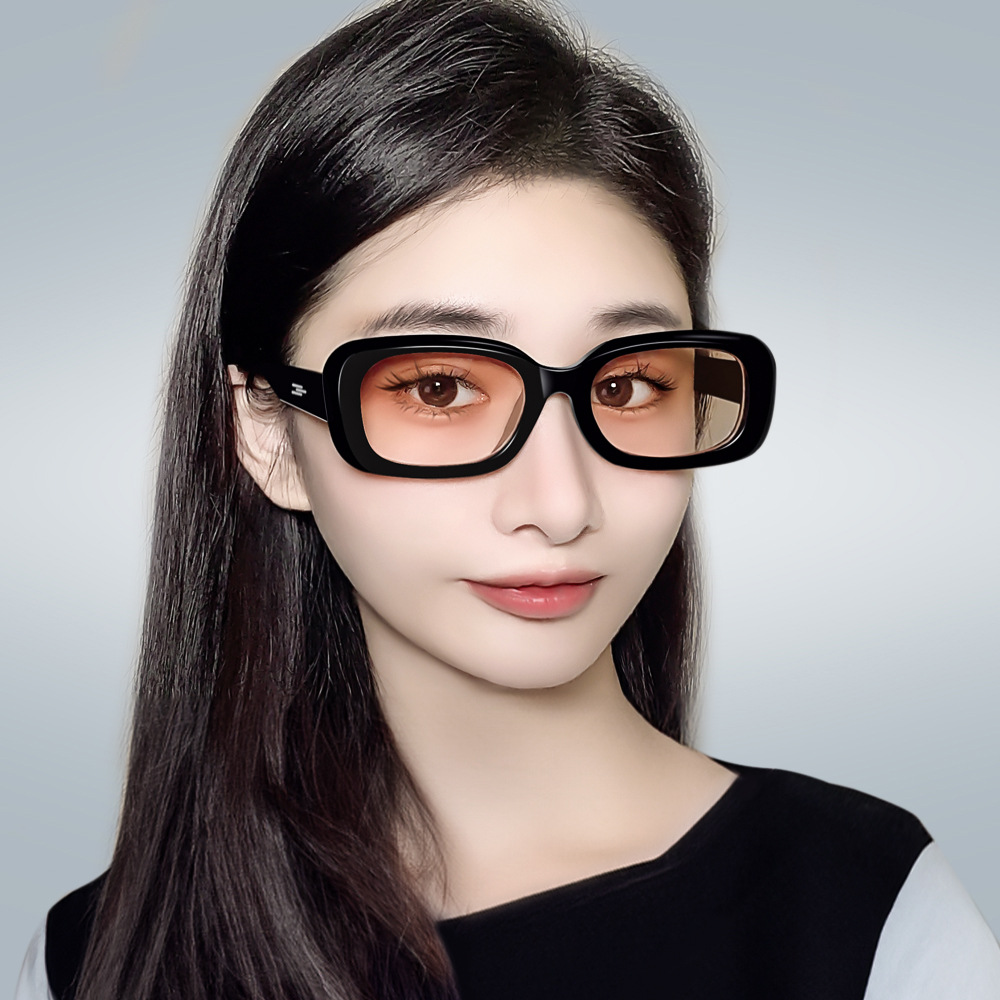 新款防晒墨镜凹造型男女感太阳镜防紫外线小框眼镜茶色偏光