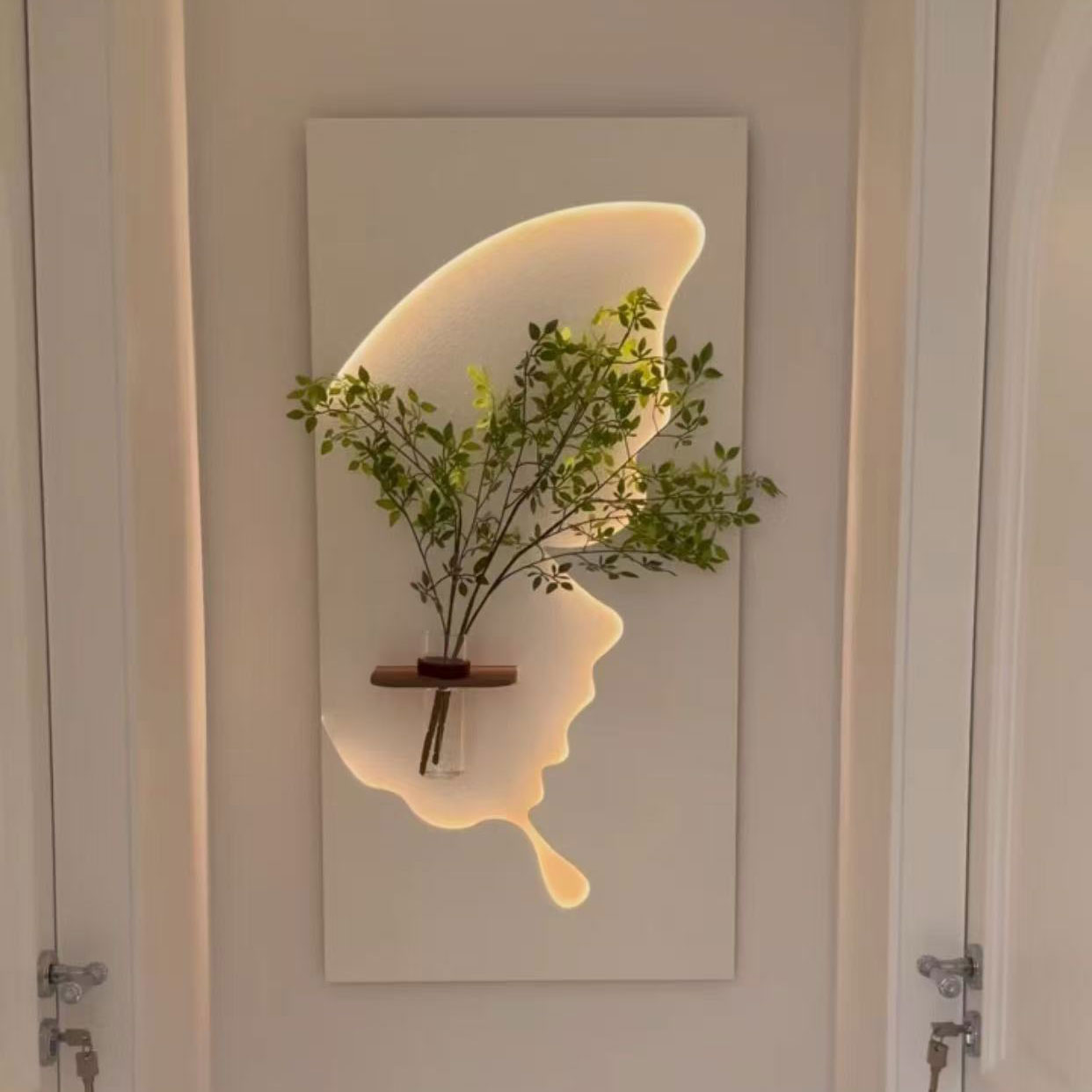 入户玄关装饰画奶油风立体砂岩