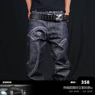 潮流国潮宽松休闲长裤 Vinkid 美式 多缝线和平鸽赤耳牛仔裤 云梯