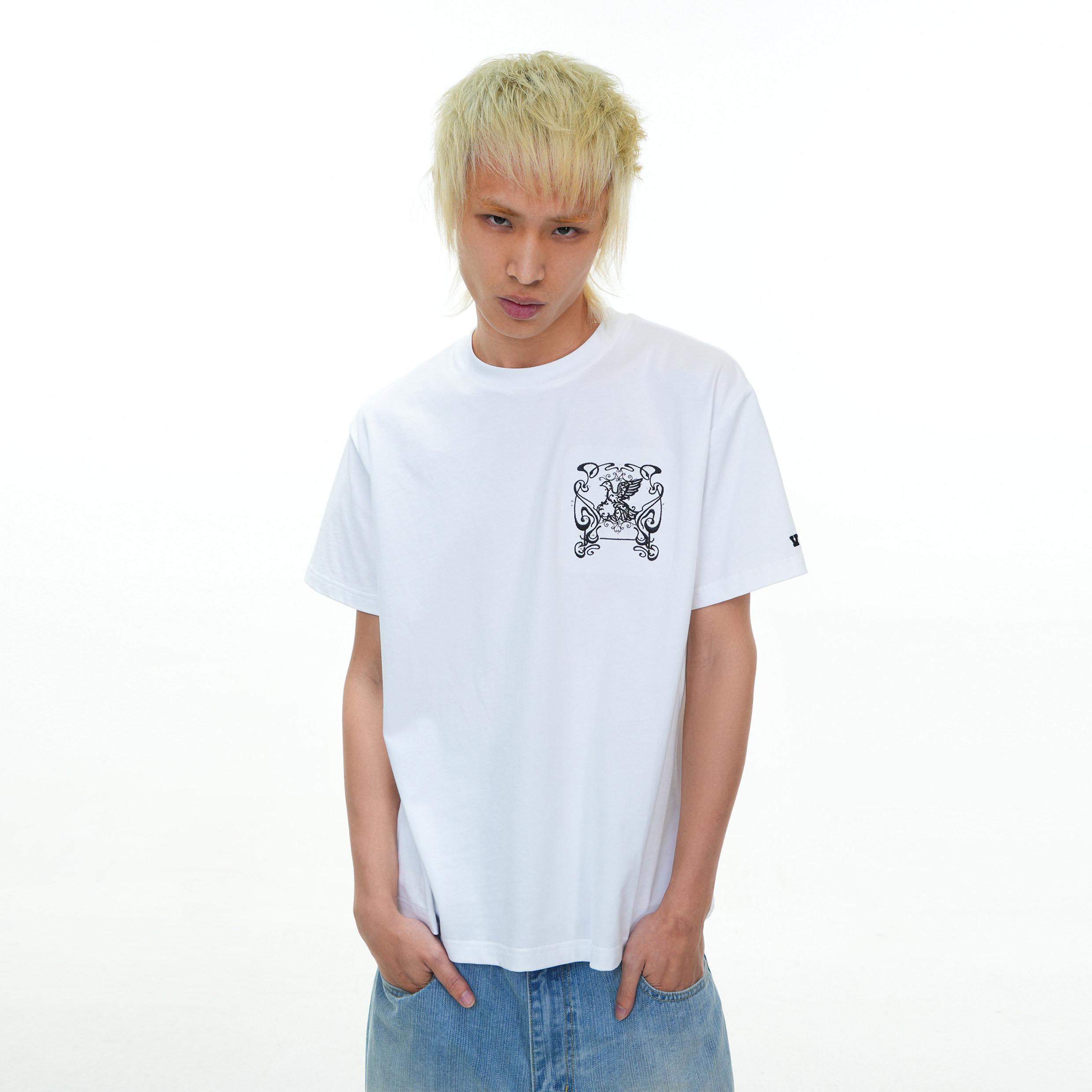 Vinkid(云梯)和平鸽图腾短袖 美式潮流小众嘻哈国潮个性百搭T恤
