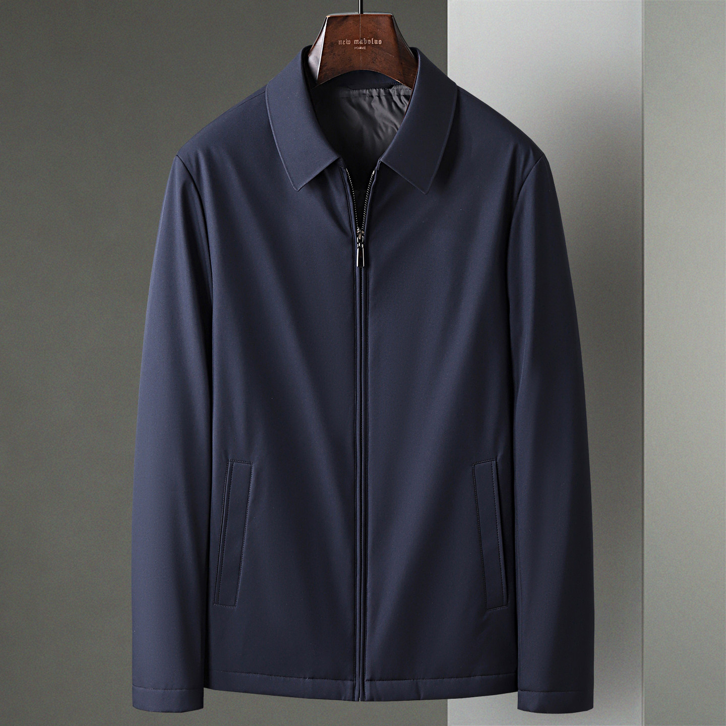 冬季鸭绒行政短款翻领夹克羽绒服男商务休闲中年干部服爸爸装外套