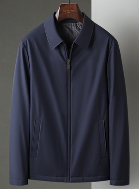 冬季鸭绒行政短款翻领夹克羽绒服男商务休闲中年干部服爸爸装外套