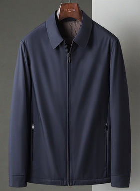 冬季新款羊毛填充物棉服外套男冬季中老年爸爸装夹克商务休闲棉衣