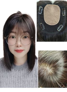 顺心假发真人发丝头顶补发片遮挡白发少染发女神补发片