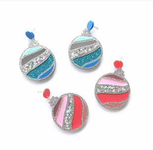 P圣诞彩球金粉简约个性时尚夸张大夜店酒吧影楼拍照耳环钉针