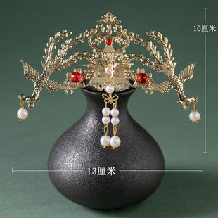 汉服发冠古风唐风明制古装 宋制发饰古风珍珠流苏配饰超仙盘发凤冠