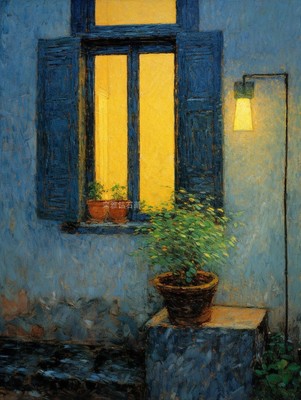 新款DIY方钻满钻钻石画温馨灯光窗前花盆路灯钻石绣粘贴钻十字绣