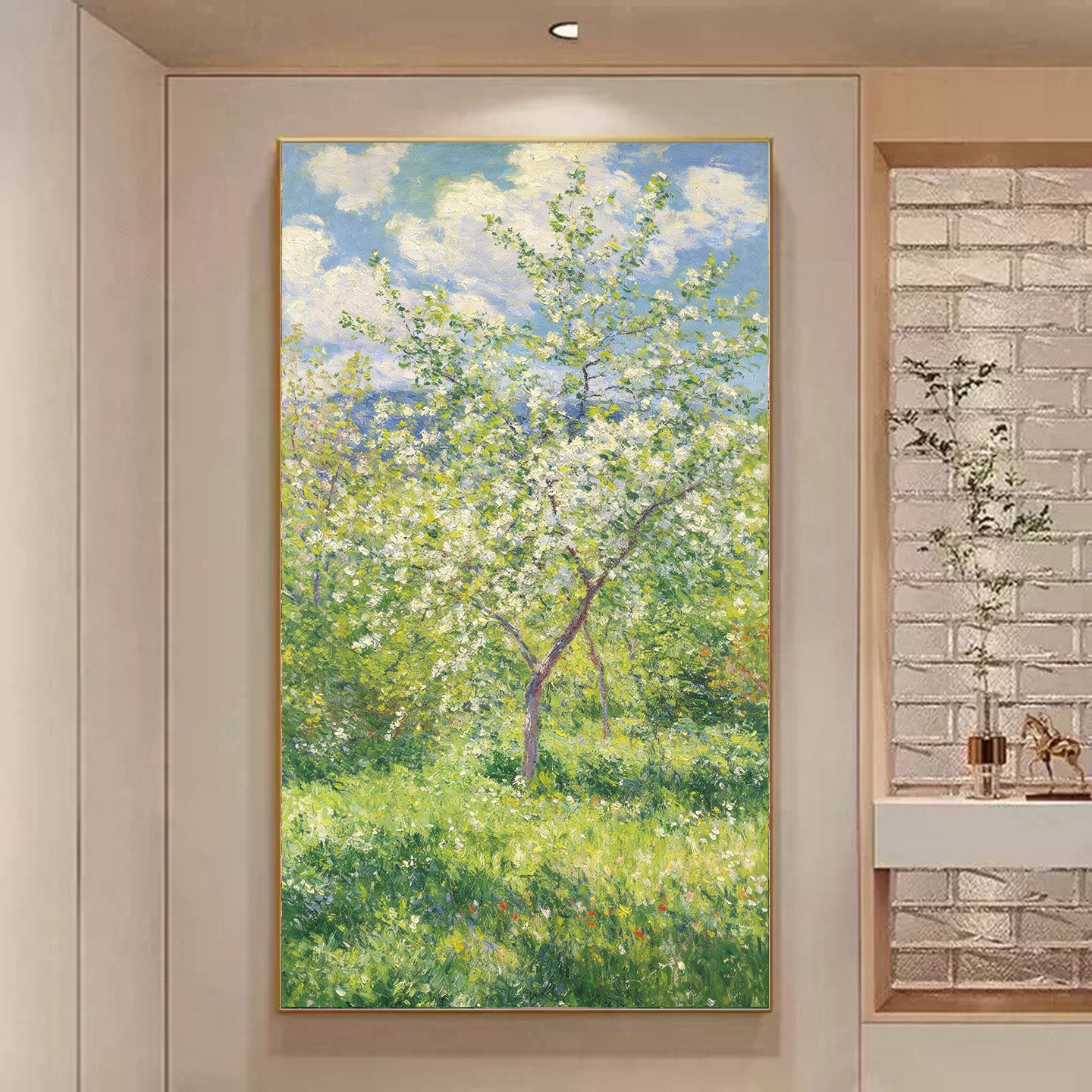 diy树脂方钻满钻钻石画莫奈花园苹果花树玄关手工贴钻钻石绣带钻