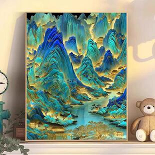 古典DIY手工贴钻点钻方钻满钻钻石画钻石绣套件金边千里江山图三