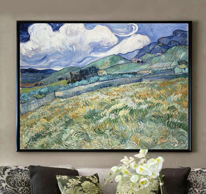 世界名画DIY方钻满钻钻石画梵高圣保罗医院的山地贴钻印花十字绣