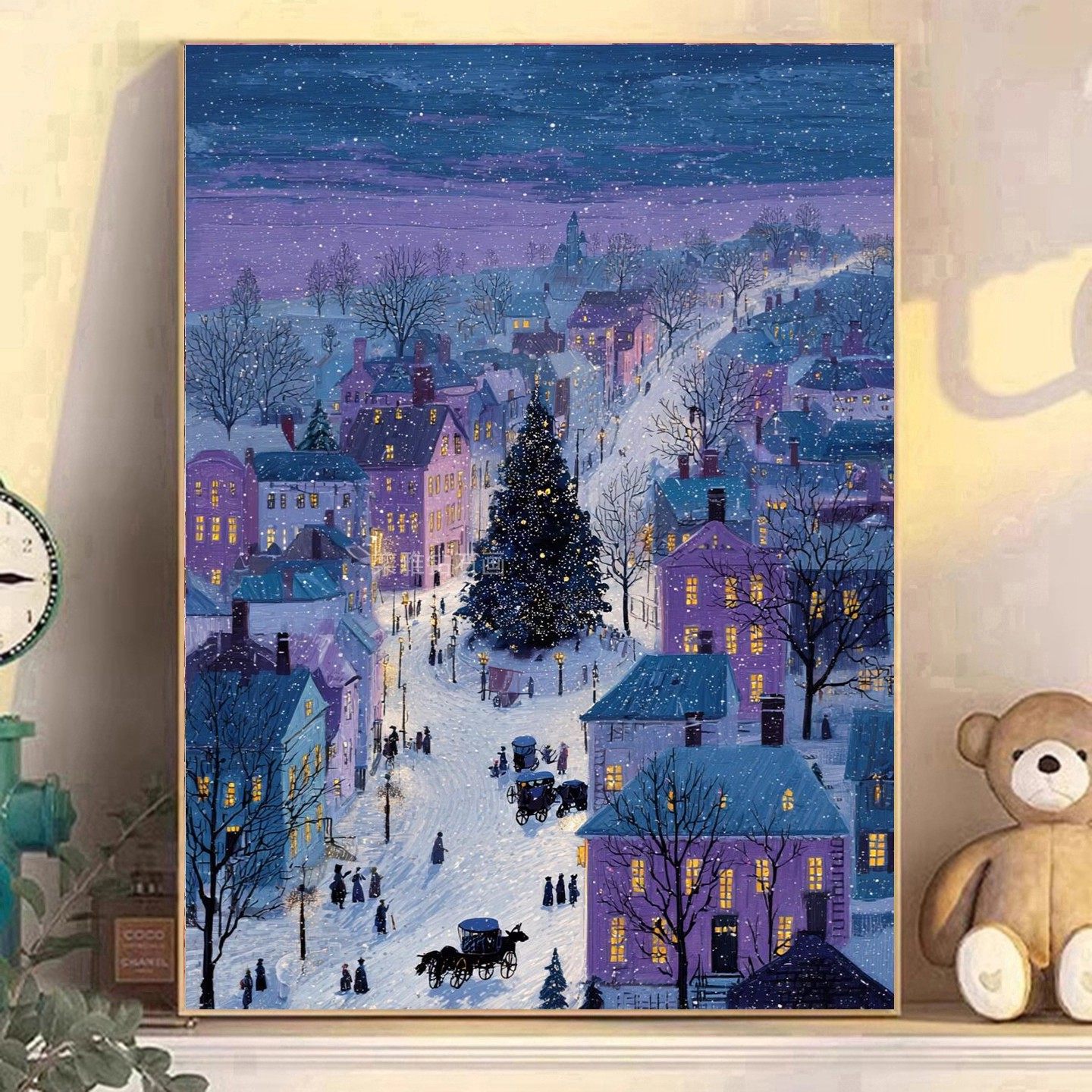 DIY树脂方钻满贴钻钻石画砖石绣带钻紫色小镇雪天大路圣诞树马车,居家布艺,钻石绣,淘宝优惠券,粉丝福利购,淘宝优惠卷