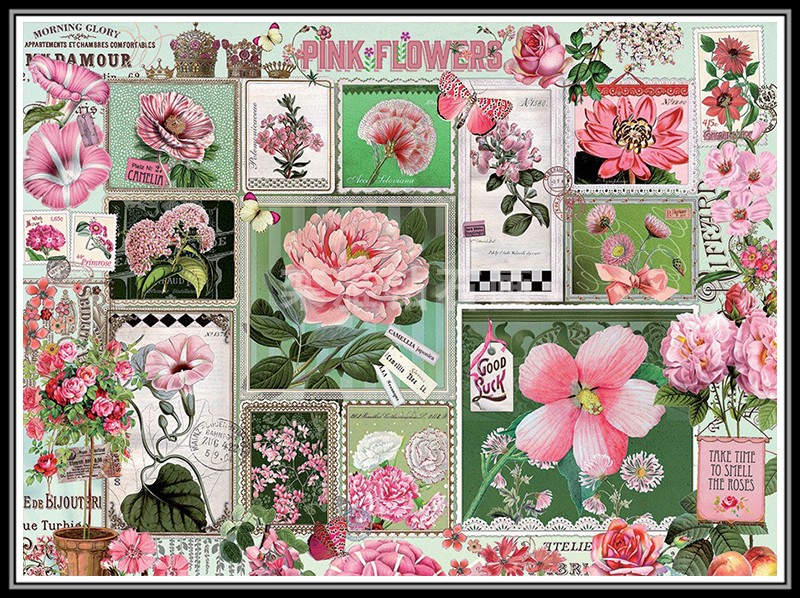 2021新款卧室餐厅DIY方钻满钻钻石画粉色花朵合集手工贴钻十字绣