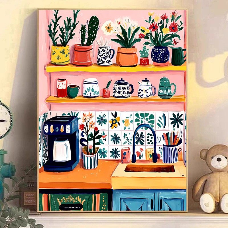 2025新款DIY方钻满钻贴钻高端钻石画钻石绣带钻餐厅花卉盆花一角,居家布艺,钻石绣,淘宝优惠券,粉丝福利购,淘宝优惠卷