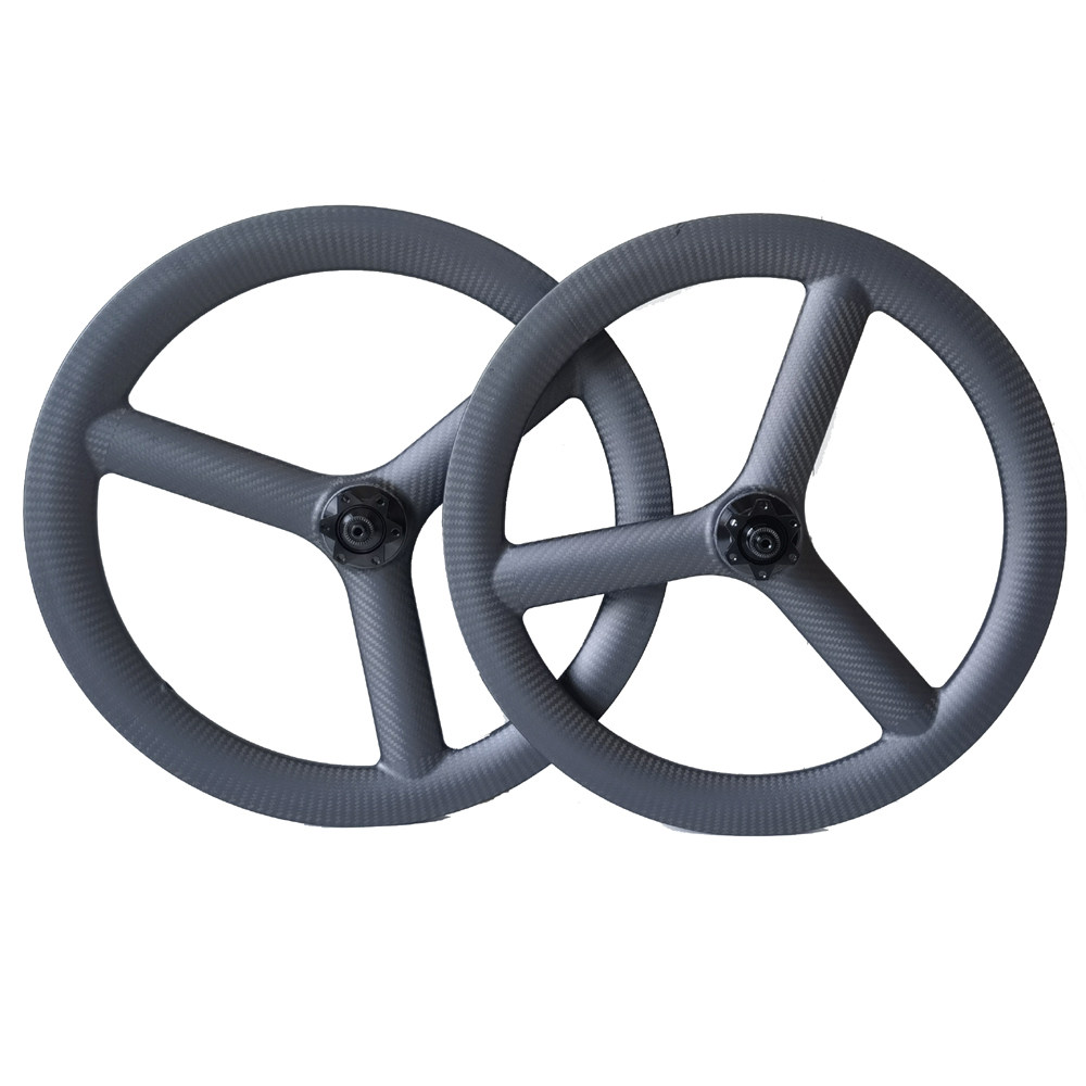 20寸/22寸451公路轮毂3辐开口胎轮碟刹碳纤维轮组用于折叠自行车