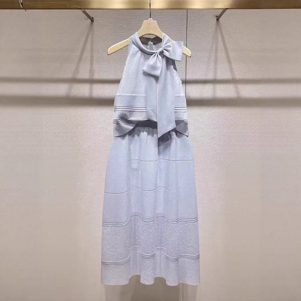 夏日绝美漂亮套装2025新款蝴蝶结挂脖背心针织衫文艺高腰半身裙子,女装/女士精品,休闲运动套装,淘宝优惠券,粉丝福利购,淘宝优惠卷