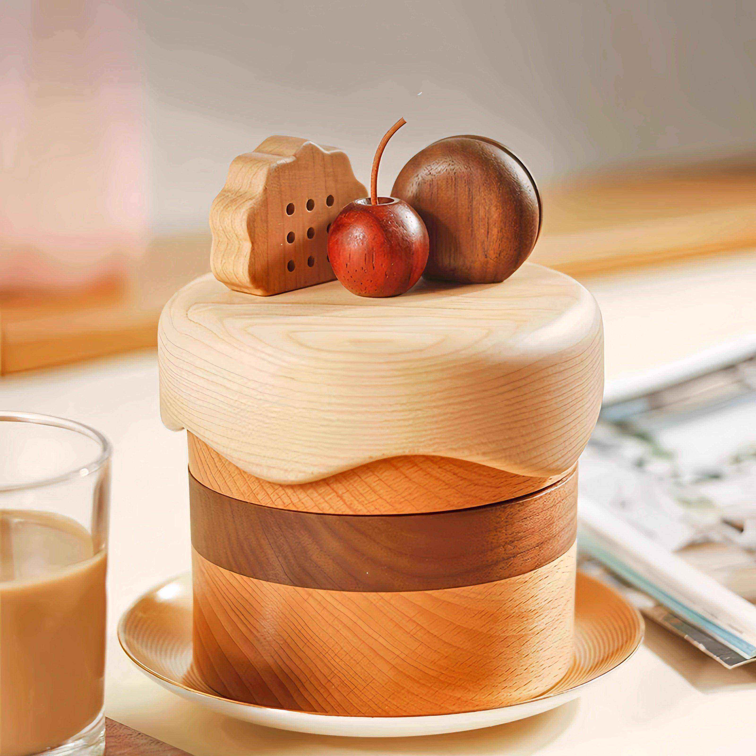 蛋糕首饰盒生日礼物实木质创意戒子奶油风收纳日系可爱桌面女朋友