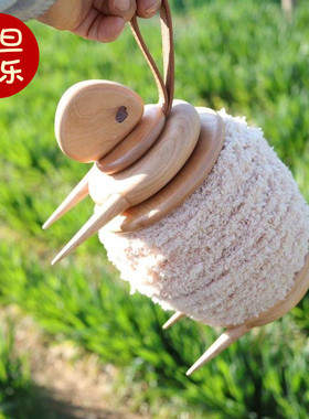 实木质小绵羊毛线轴卷纸架球转动绕线器收纳桌面纸巾装饰摆件可爱