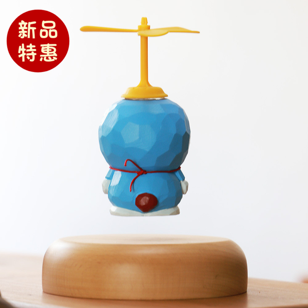 磁悬浮会飞的蓝胖子机器猫摆件实木质创意高级办公室桌面儿童礼物