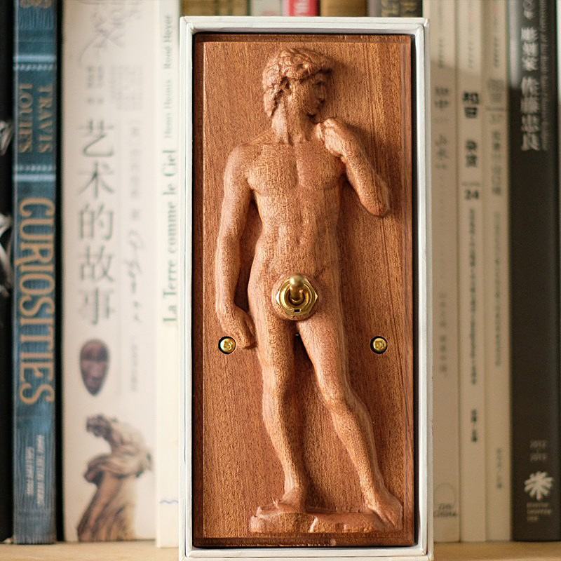 复古欧式装饰开关面板大卫黄铜拨杆立体创意实木酒店会所民宿86型